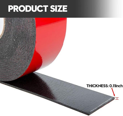 Double Sided Foam Tape 1.18In x 33FT 2 Pack, Mounting Tape Heavy Duty, Strong Adhesive Weatherproof Seal Strips for DIY Craft Picture Poster, Car & Gap Filling Mountings, Home Office Decor (Black)