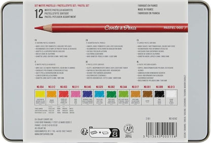 Conté à Paris Pastel Pencils with 12 Assorted Colors, Black