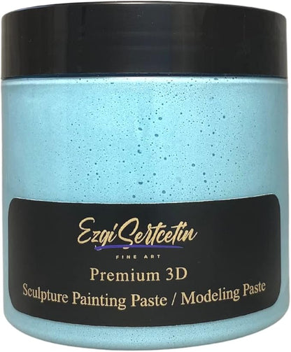 3D Sculpture Painting Paste|Texture Paste|Decorative Plaster|Ready to Use|Unique Metallic Pearl and Neon Colors|Ideal for Artwork|Stencil|Flowers|Texture and Art Relief|6 oz | (Blue Marine)