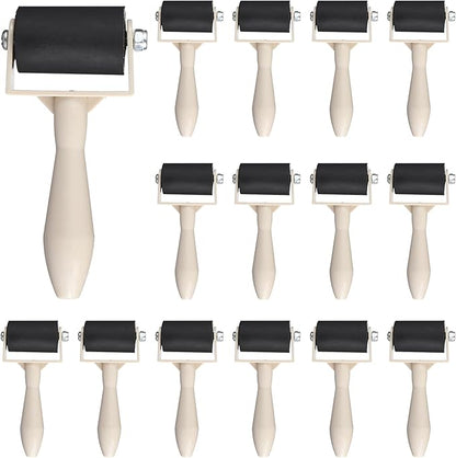 15 Pcs Rubber Brayer Roller Bulk, Small Printmaking Brayer Rollers 1.97 Inch Versatile Plastic Relief Printing Roller for DIY Art Crafting, Oil Painting, Ink Stamping Gluing Tools