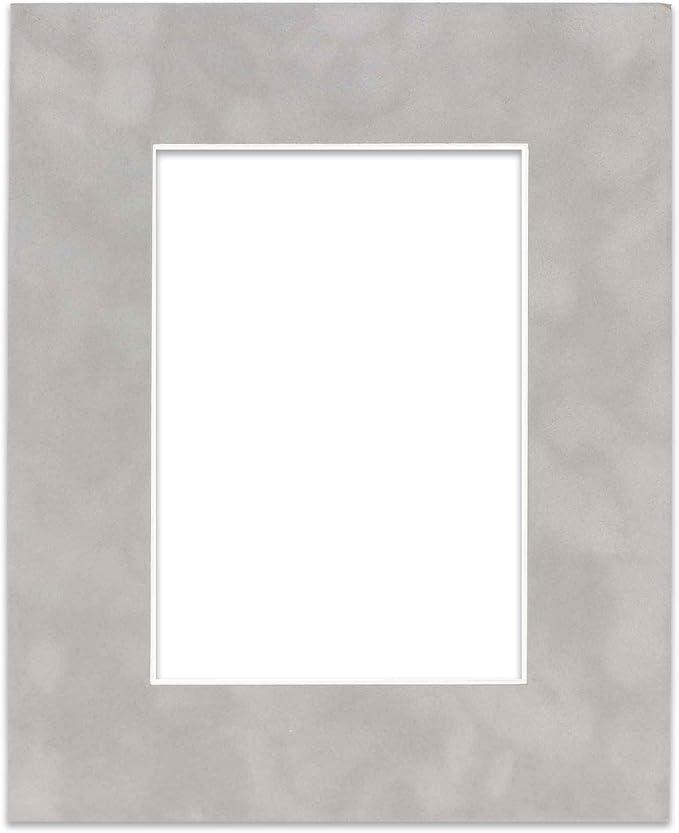 Poster Palooza Pack of Ten 8x10 Mats Bevel Cut for 6x8 Photos - Acid Free Light Grey Suede Precut Matboards for Pictures, Photos, Framing - 4-ply Thickness