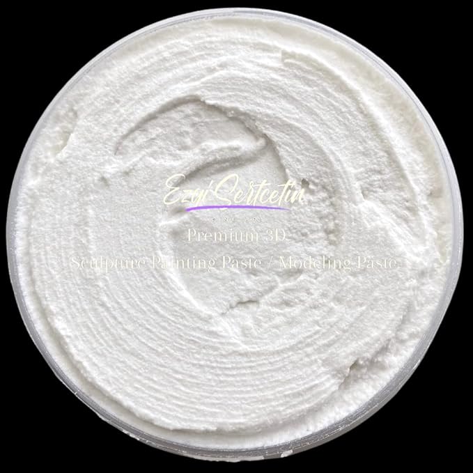 3D Sculpture Painting Paste|Texture Paste|Decorative Plaster|Ready to Use|Unique Colors|Ideal for Artwork|Stencil|Flowers|Texture|Art Relief| 6 oz (Metallic White)