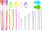 Hekisn 45Pcs Large Eye Blunt Yarn Needles Kit, Assorted Sizes Bent Tapestry Darning Needle, Sewing With Threaders & Stitch Markers for Knitting Crochet (Purple&Red)