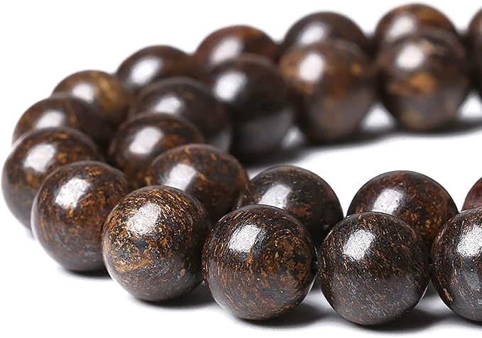 45pcs 8mm Natural Stone Beads Brown Bronzite Gemstone Round Loose Beads for Jewelry Making DIY Bracelet Necklace