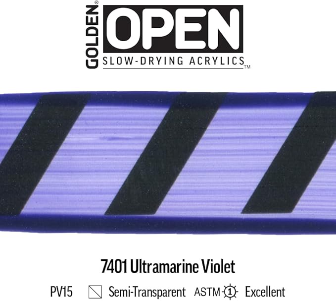 OPEN Slow-Drying Acrylics by GOLDEN, Ultramarine Violet, 2 fl oz. tube, Professional Acrylic Paint, Semi-Transparent