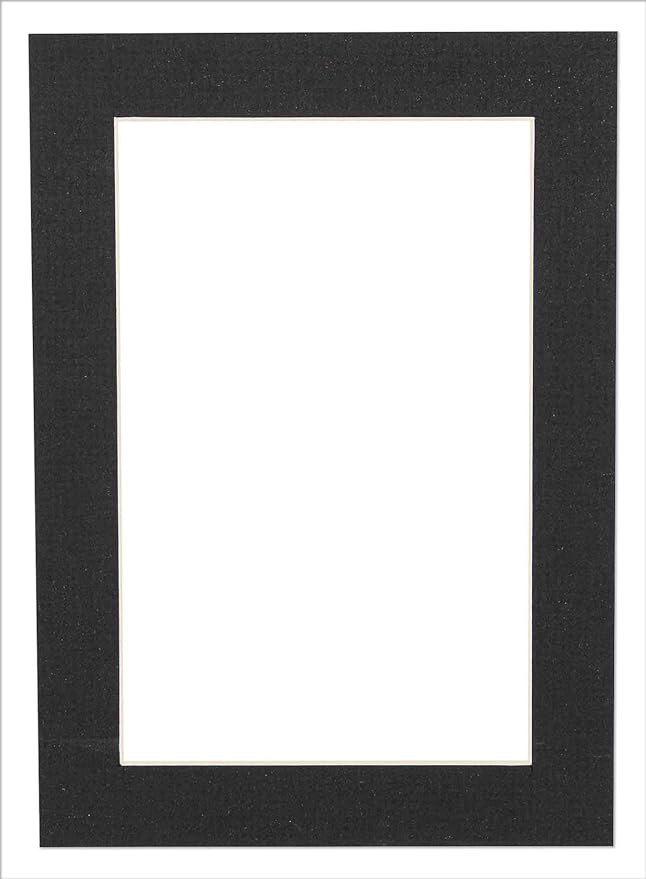 Pack of 25 Acid Free 8x10 Mats Bevel Cut for 5.5x8.5 Photos - Textured Black Precut Matboards With Backing Boards and Clear Photo Mat Bags For Pictures, Photos, Framing - 4-ply Thickness