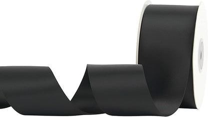 HUIHUANG Black Ribbon 2 inch Double Face Satin Ribbon Black Fabric Ribbon for Crafts, Gift Wrapping, Gift Basket Decor, Flower Bouquet Wrap, Wedding Bridal Shower Decor, Hair Bows -25 Yards/Roll
