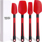 TEEVEA Silicone Spatula for Cooking Baking Mixing, Heat Resistant Non-Stick Dishwasher Safe BPA-Free Kitchen Utensils, Set of 4, Red and Black