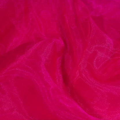 Fynite Sheer Organza Fabric | 5 Yards Long | 44" Wide | Bridal Solid Sheer Organza Bolt for Wedding Dress Fashion Craft Decorations - Hot Pink