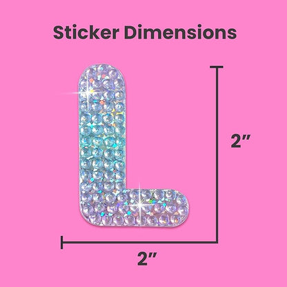 StickerBeans® Rhinestone Alphabet Letter Sticker L - Unique Sparkly Design 2” x 2” Cut-to-Shape Adhesive - Personalization, Collecting, Gifting, Scrapbooking, Decorating Laptops, Phone Cases, All Ages