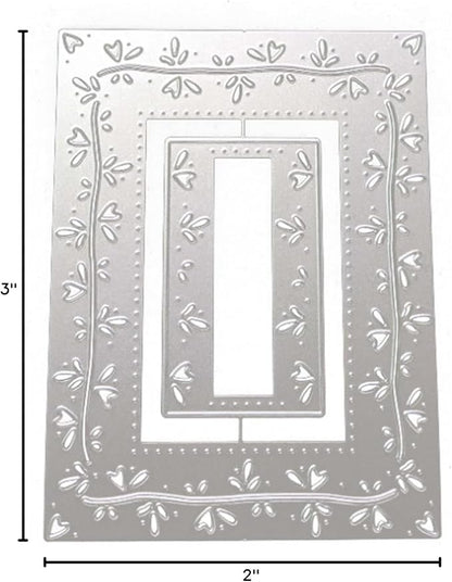 Cutting Dies Metal Stencils Scrapbooking Tools Flowers Lace Frame DIY Embossing Template for Paper Card Making Album Arts Crafts Supplies (Rectangle Love line frame-13.8x10.5cm)
