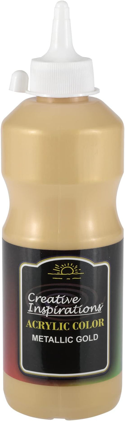 Creative Inspirations Acrylic Paint - Metallic Gold - 500 mL Bottle - Smooth & Creamy Consistency, Vibrant Pigmentation, Great Coverage for Artists - Clean Up with Soap & Water
