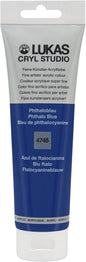 Lukas CRYL Studio Artist Acrylic Paint, Phthalo Blue, 125 ml Tube - High Pigment Acrylic Paints for Canvas Painting, Large Scale Works - Medium-Viscosity, Water-Mixable, Fast Drying
