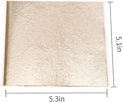 Imitation Gold Foil Sheets - KINNO Antique Gold Leaf Paper for Arts Decoration, Gilding, Nails, Handcrafts, Picture Frames, Sculpture, Furniture, and Wall, Paintings, 100 Sheets 5.1 by 5.3 Inches
