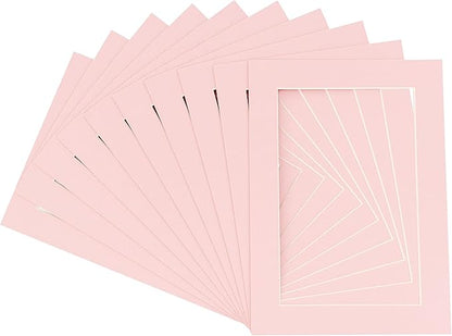 Pack of TEN 11x14 Mats Bevel Cut for 8.5x11 Photos - Acid Free Pink Precut Matboards For Pictures, Photos, Framing - 4-ply Thickness