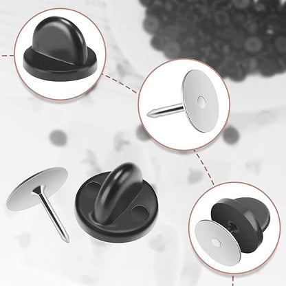 JANYUN 40 Pairs Rubber Blank Pin Backs Butterfly Clutch Backings Holder Tie Tacks Keepers Replacement with 9mm Length 10mm Width Lapel Enamel Pins for Craft Making