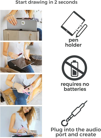 SonarPen - Pressure Sensitive Smart Stylus Pen with Palm Rejection and Shortcut Button. Battery-Less. Compatible with Apple iPad/iPhone/Android/Switch (Red)