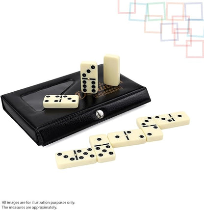 ERLLE - Premium Double 6 Dominoes Set, Classic Domino Game with Vinyl Case, Tiles for Adults & Kids, Mexican Train & Family Game Night