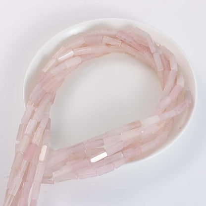 Natural Rose Quartz Crystal Rectangle Tube Beads 4x13mm 38cm/str Loose Semi Gemstone Stone Beads for Making Bracelets Necklace Earrings