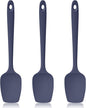 600ºF Heat Resistant Spatulas, High Heat Food Safe Semless Kitchen Silicone Spoon Spoonula Scraper Set for Cooking Baking Mixing Scraping Stirring Nonstick Cookware Pan (3Pcs,Midniaht Blue)