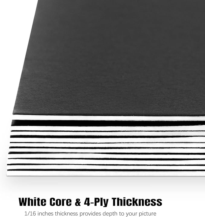AUEAR, 15 Pack 11x14 Uncut Matte Boards Black Photo Mat Board Great for Picture Framing, Print, Artwork