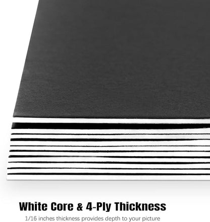 AUEAR, 15 Pack 8.5x11 Uncut Matte Boards Black Photo Mat Board Great for Picture Framing, Print, Artwork