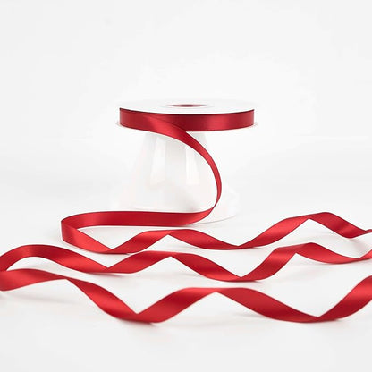 HUIHUANG Red Satin Ribbon 1/2 inch X 50 Yards Continuous, Red Double-Faced Satin Ribbon for Gift Wrapping, Bows, DIY Crafts, Flower Bouquet, Wedding, Christmas Decor, Birthday