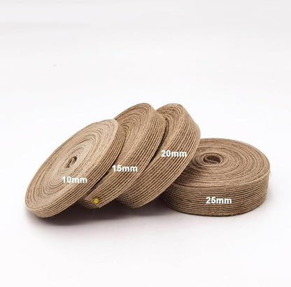 INSPIRELLE 3 Rolls 0.4 Inch Natural Burlap Fabric Roll 99 Feet Jute Lined Ribbon for Gift Wrapping Craft Projects Wedding Decoration Home Decoration 10mm
