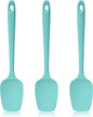 600ºF Heat Resistant Spatulas, High Heat Food Safe Semless Kitchen Silicone Spoon Spoonula Scraper Set for Cooking Baking Mixing Scraping Stirring Nonstick Cookware Pan Bowl (3Pcs,Aqua Sky)