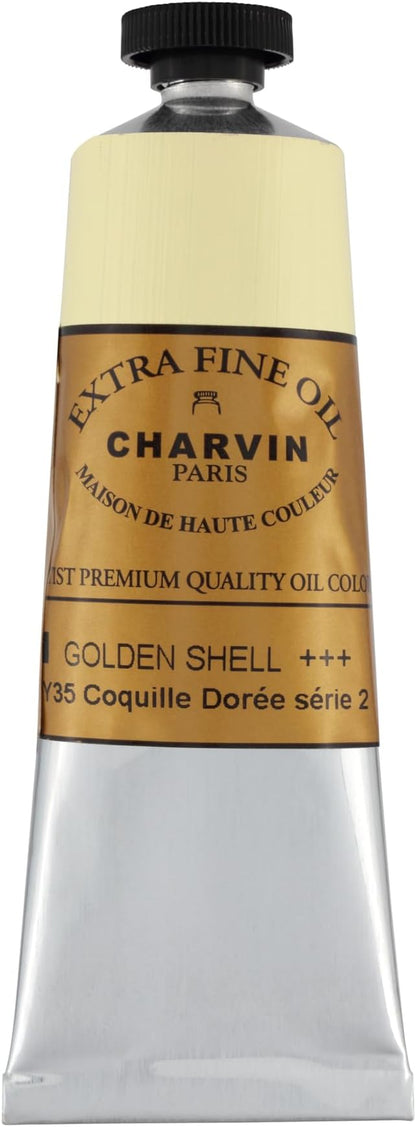 Charvin Extra Fine Oil Paint, Golden Shell 60 mL - Triple-Milled, Rich Texture, Poppy Oil-Based, Light-Fast, Handmade, Archival Quality