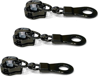 Sawoake 50PCS #5 Black Metal Handle for Nylon Coil Handle Charm for Purse Handbag Craft Sewing Luggage Bag Bulk