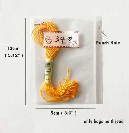 Embroidery Threads Cross Stitch Floss Bag Organizer 5.12 x 3.6 inch - 200 Pack with 4 Rings