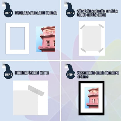 Mat Board Center, Pack of 20, 12x16 for 8x12 White Photo Picture Mats - Acid Free, 4-ply Thickness, White Core - for Pictures, Photos, Framing