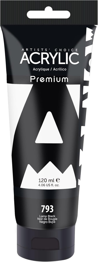 AUREUO Lamp Black Acrylic Paint, 4 Fl Oz / 120ml Single Tube, Rich Pigment Art Craft Paints for Canvas, Rocks, Wood, Ceramic, Fabric - Art Supplies for Beginners, Professionals, Artists