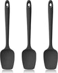 600ºF Heat Resistant Spatulas, High Heat Food Safe Semless Kitchen Silicone Spoon Spoonula Scraper Set for Cooking Baking Mixing Scraping Stirring Nonstick Cookware Pan Bowl (3Pcs,Black)