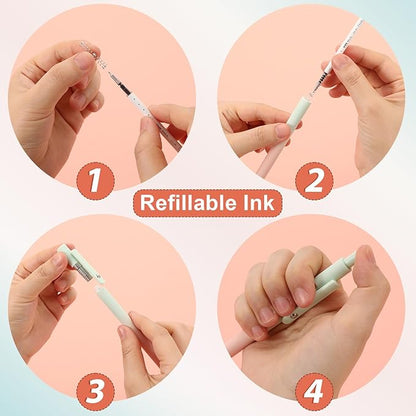 FIOVER 10pcs Gel Pens Black Ink Medium Point 0.7mm Pens Smooth Writing High-End Series Cute Ballpoint for Journaling Note Taking, Office School Supplies Gifts for Women and Men