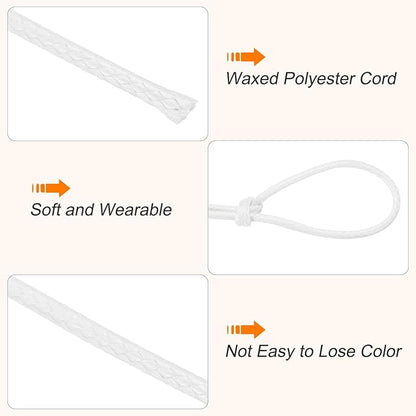 MECCANIXITY Waxed Cord 1mm Waxed Thread 87 Yard Wax String Leather Cord for Bracelet Making, Necklaces, Beading, Jewelry Making and DIY Crafts(White)