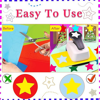 Star Hole Punch, Star Paper Punch, Stars Punches for Paper Crafts, StarPuncher for Crafts, 1 inch Stars Shaped Hole Punches, Crafts Puncher for Scrapbooking DIY Papers Projects