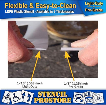 Pavement Stencils - 36 in - Electric Vehicle Silhouette with Plug and EV Letters - 35'' x 41'' x 1/16" (63 mil) - Light-Duty