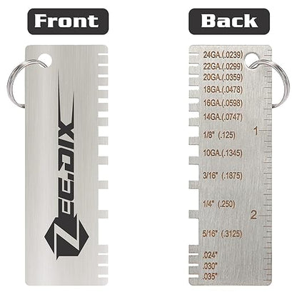 ZeeDix 2 PCS Metal Thickness Gauge Portable Steel Thickness Gauge Metal GaugeThickness Tool, Stainless Steel Plated Size Inspection Tool Welding Material Steel Gauge