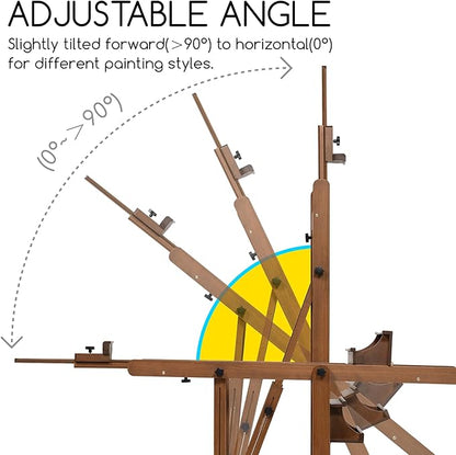 MEEDEN Enlarged Heavy-Duty H-Frame Easel: Artist Solid Beech Wooden Studio Easel - Professional Painting Art Easel Stand with 4 Lockable Wheels & Leveling Bolts - Hold Canvas up to 86" H,Walnut