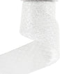 HUIHUANG White Glitter Wired Ribbon, 4 Inch x 30 Ft, Geometric Pattern, Polyester Material, Christmas Occasion