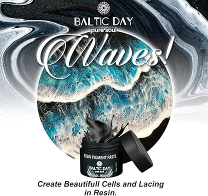 BALTIC DAY Black Abyss Pigment Paste for Epoxy Resin – Ultra-Opaque Black Resin Colorant, 191g/6.7oz – Smooth Blend for Epoxy Art, Jewelry, DIY Crafts