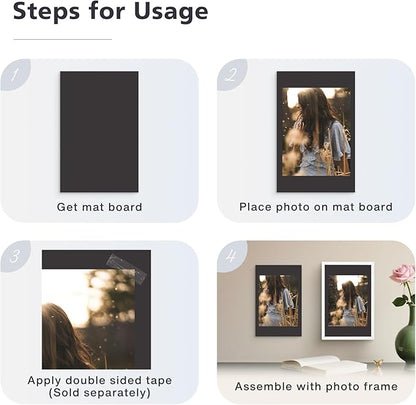 Golden State Art, 11x17 Uncut Photo Mat Matboard - Black Uncut Mats for DIY Projects, Presentation Boards, Art Crafts, Prints (50 Pack)