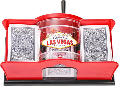 Frcctre Manual Card Shuffler 2 Deck with Hand Crank, Manual Poker Card Shuffler Cards Mixer Machine for Standard Size Playing Cards