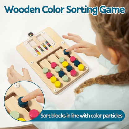 TOP BRIGHT Slide Puzzles for Kids Ages 4-6 Boys Girls, Travel Games Road Trip Activities for Kids, Montessori Color Matching Toys for 3+ Years Old, Brain Teaser Birthday Gift