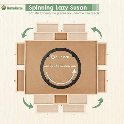 1500 Pieces Rotating Puzzle Board with 6 Drawers,34.25"x25.2" Portable Wooden Jigsaw Puzzle Table with Lazy Susan Spinning Cover