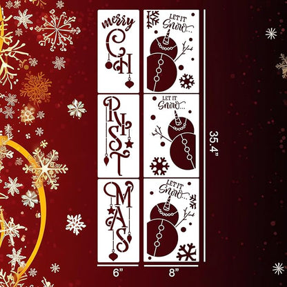 Christmas Stencils for Painting on Wood 35.4" Large Believe Let it Snow Stencil Christmas Stencils for Crafts Porch Sign Decor