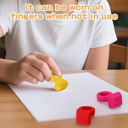 16 Pcs Eraser，Ring Erasers, 4 Assorted Colors, Funny Cute Rubber Erasers, Ring Shaped Pencil Eraser for Teachers, Office Use
