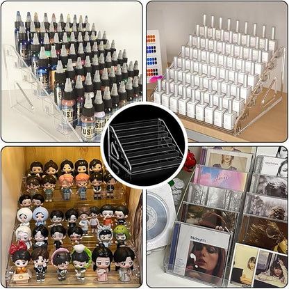 Trading Card Display Stand, 7-Tier Greeting Card Display Stand, 12 in Acrylic Portable Versatile Display Rack Holder for Graded Cards, PSA Cards,Sports Cards, Business Cards (1 Pack)